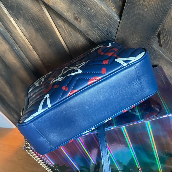 TRADED😍Gucci Rare GG Marking ghost Crossbody Chain Leather Bag Navy - Picture 10 of 14